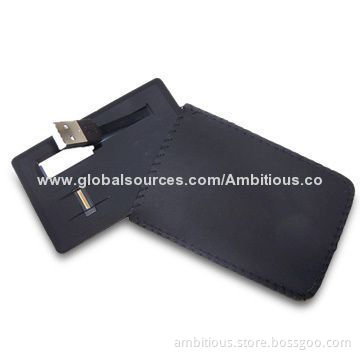 Card-shaped USB drives, super slim, with leather pouch